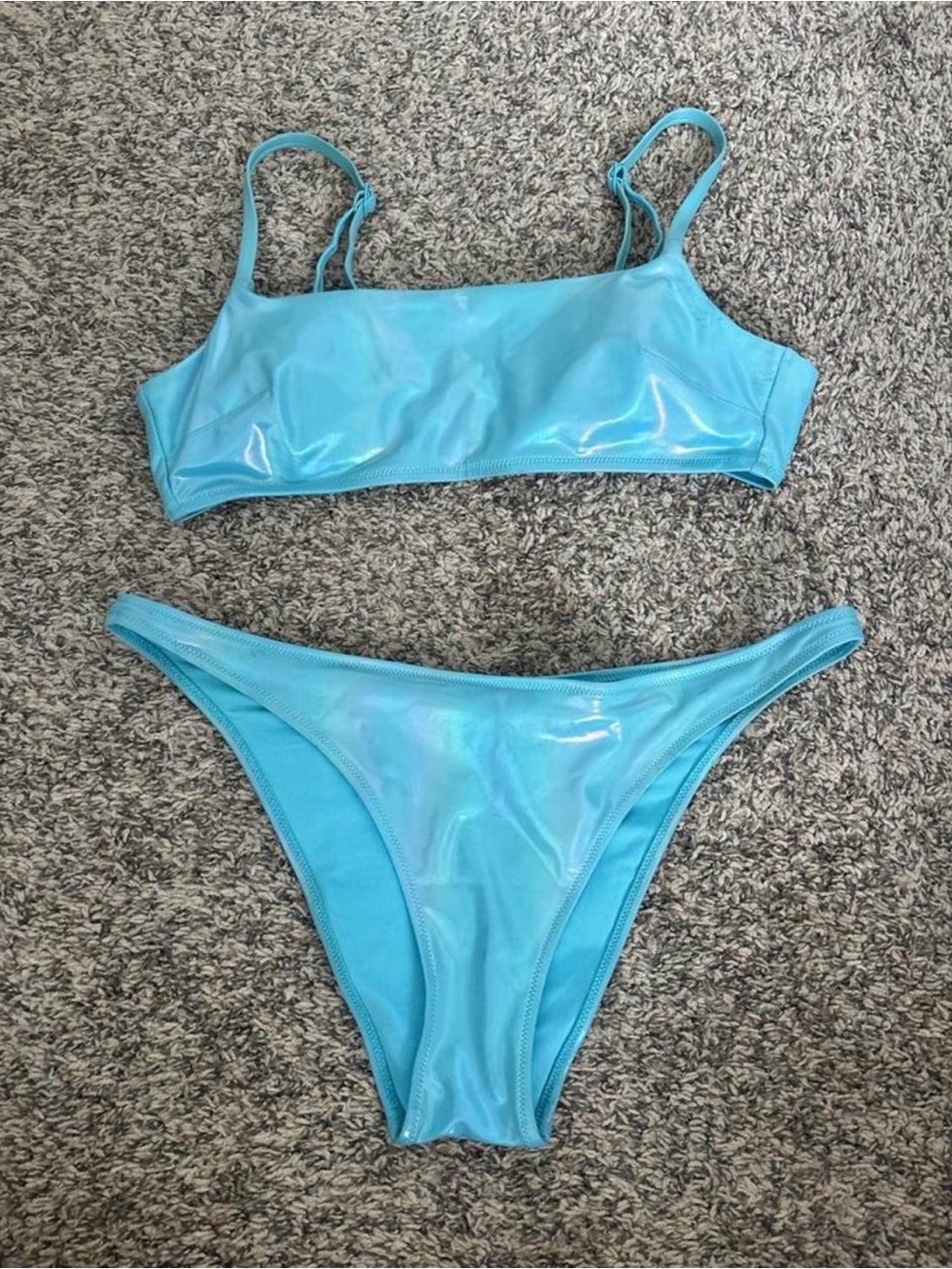 American Eagle Outfitters Shimmer Light Blue Bikini Set